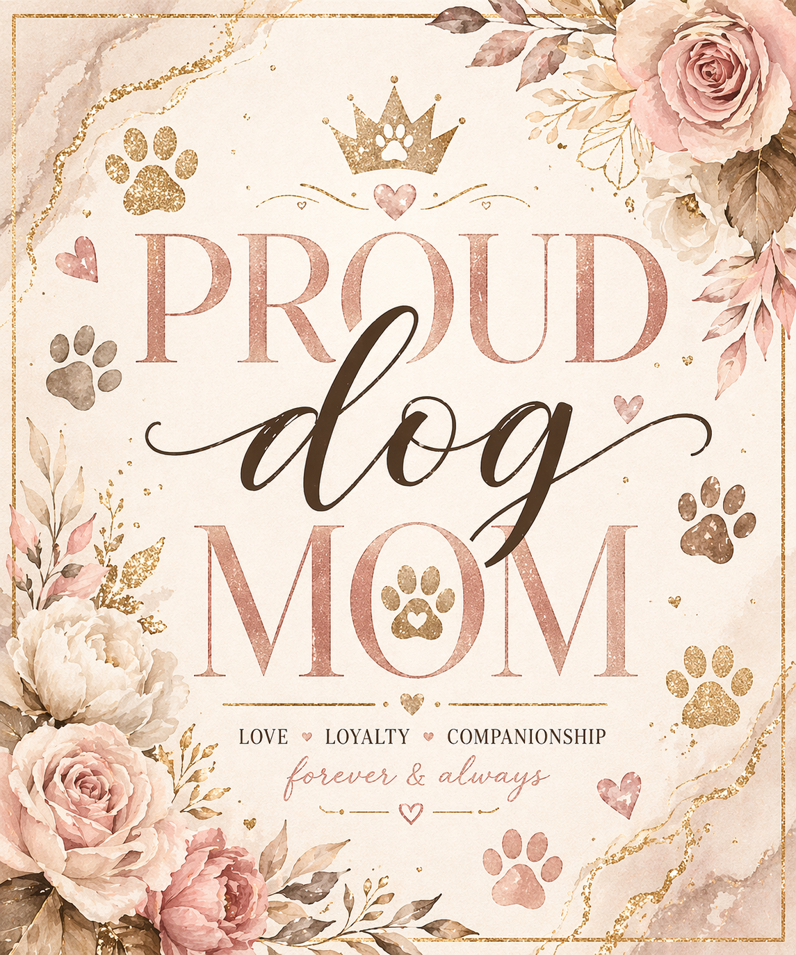 Dog Mom Plush Blanket β Floral Paw Print