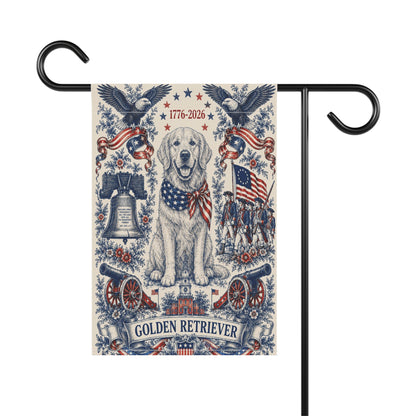 Golden Retriever Patriotic Garden Flag | 250th Anniversary 1776-2026 | American Toile Art | Independence Day Flag | Golden Mom Gift | USA Outdoor Decor