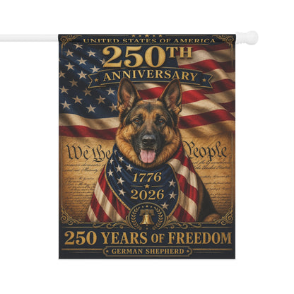 German Shepherd Patriotic Flag | 250 Years of Freedom | We The People | 250th Anniversary 1776-2026 | Independence Day | GSD Military Gift | USA Flag Decor