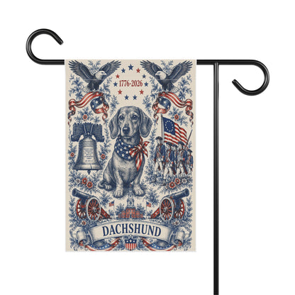 Dachshund Patriotic Garden Flag | 250th Anniversary 1776-2026 | American Toile Art | Independence Day Flag | Wiener Dog Gift | USA Outdoor Decor