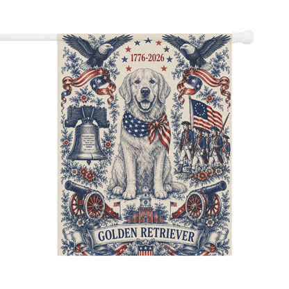 Golden Retriever Patriotic Garden Flag | 250th Anniversary 1776-2026 | American Toile Art | Independence Day Flag | Golden Mom Gift | USA Outdoor Decor