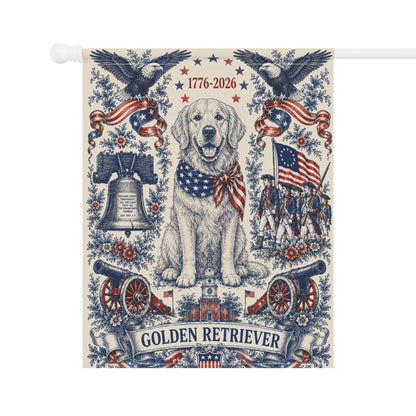 Golden Retriever Patriotic Garden Flag | 250th Anniversary 1776-2026 | American Toile Art | Independence Day Flag | Golden Mom Gift | USA Outdoor Decor