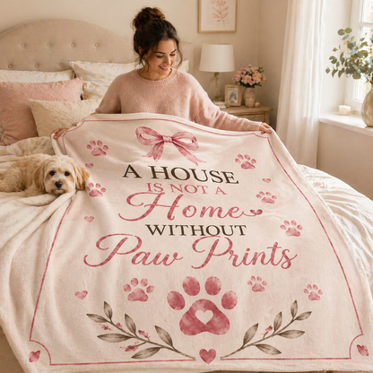 Dog Mom Plush Blanket — A House Is Not a Home Without Paw Prints
