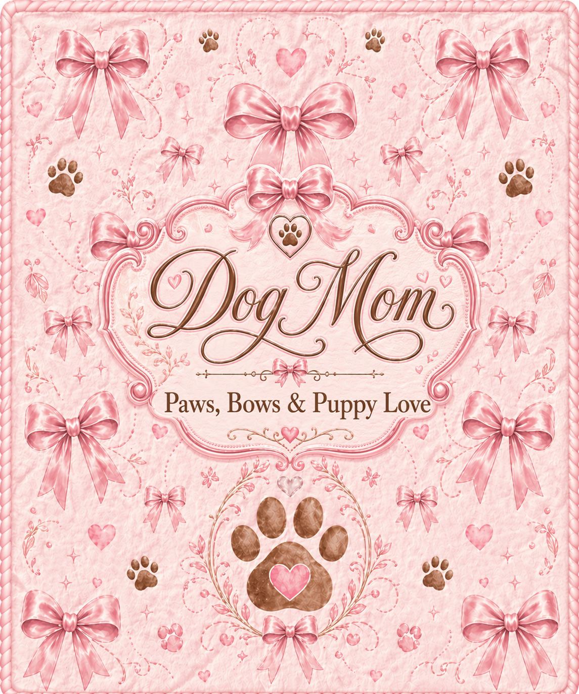 Dog Mom Plush Blanket — Paws, Bows & Puppy Love