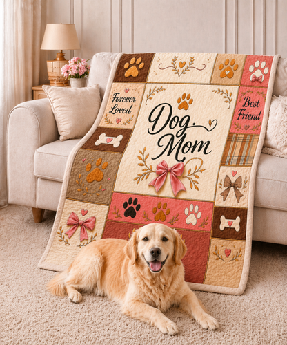 Dog Mom Plush Blanket — Paw Print Patch