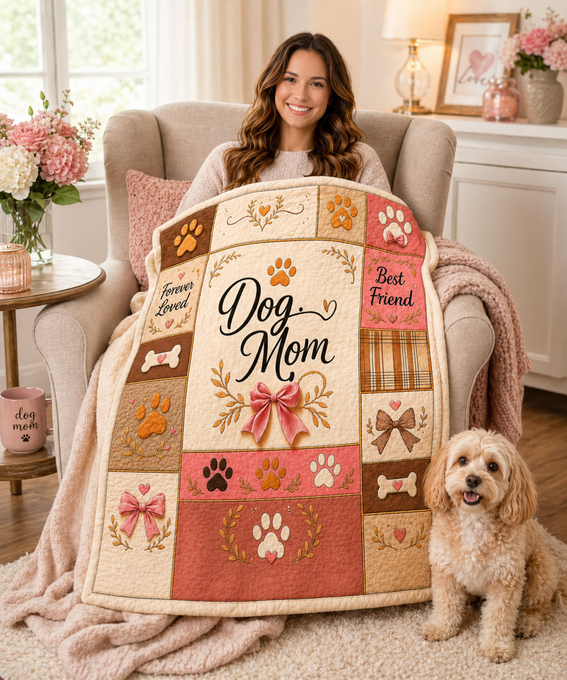 Dog Mom Plush Blanket — Paw Print Patch