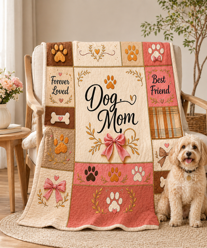 Dog Mom Plush Blanket — Paw Print Patch