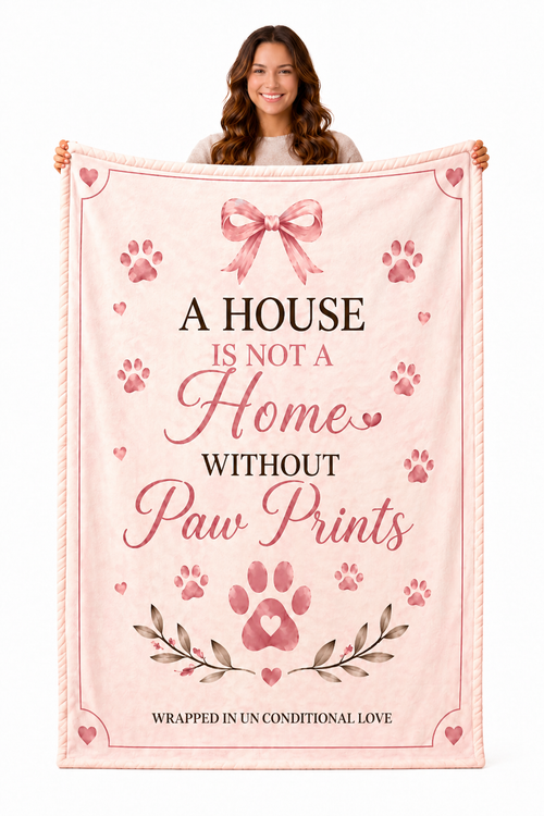 Dog Mom Plush Blanket — A House Is Not a Home Without Paw Prints
