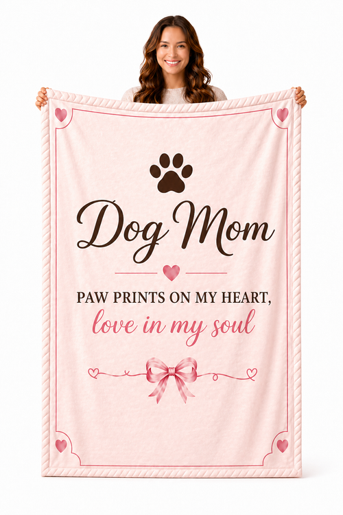 Dog Mom Plush Blanket — Paw Prints on My Heart