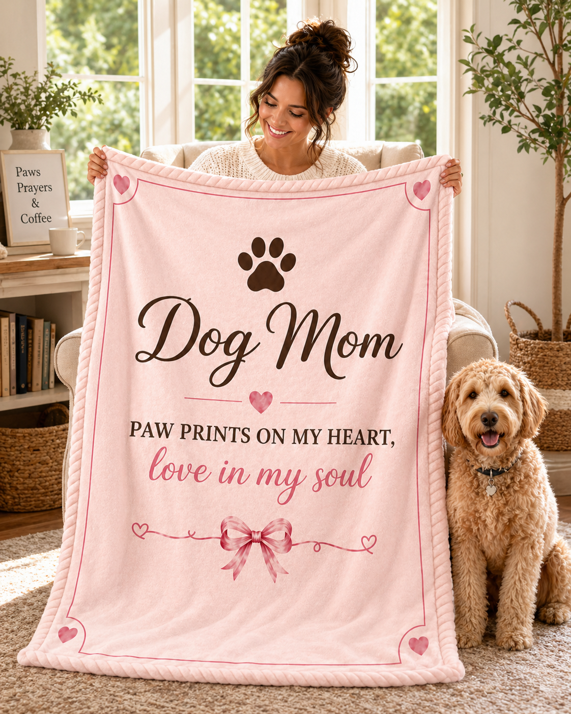 Dog Mom Plush Blanket — Paw Prints on My Heart