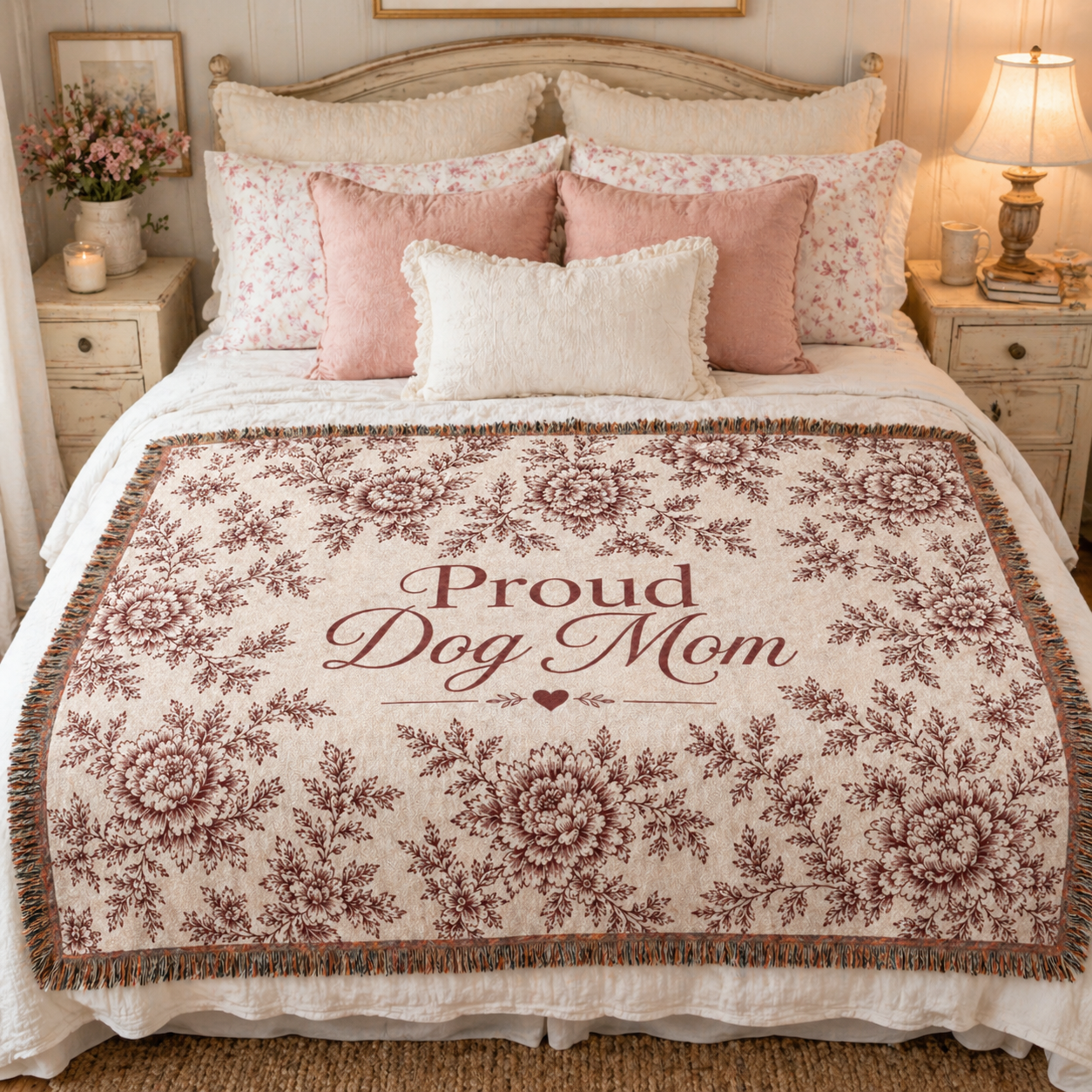 Dog Mom Plush Blanket – Velveteen  Floral