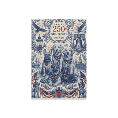 All American Dogs Patriotic Garden Flag | 250th Anniversary 1776-2026 | 5 Breeds Toile Art | Independence Day Flag | Dog Mom Gift | USA Outdoor Decor