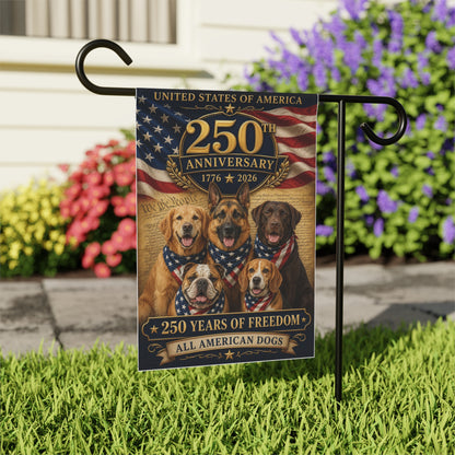 All American Dogs Patriotic Flag | 250 Years of Freedom | We The People | 5 Breeds 250th Anniversary 1776-2026 | Independence Day | Dog Mom Gift | USA Decor