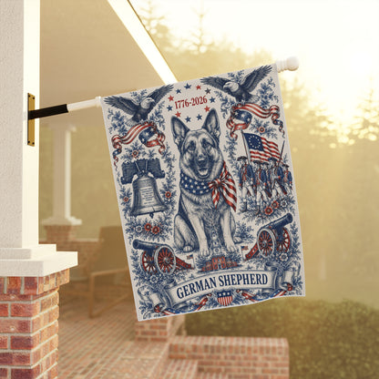 German Shepherd Patriotic Garden Flag | 250th Anniversary 1776-2026 | American Toile Art | Independence Day Flag | GSD Mom Gift | USA Outdoor Decor