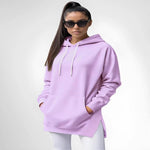 Everyday Cozy Hoodie Dress — back view with oversized hood