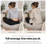 Everyday Cozy Hoodie Dress — full coverage even when you sit